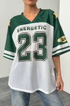 Loose Street Print Color Block Sporty T-Shirt