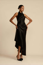 Elegant Satin Slit Backless Party Dress