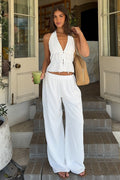 Casual Cotton Halter Two Piece Set