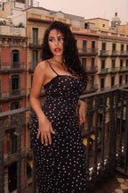 Polka Dot Cami Bodycon Maxi Dress
