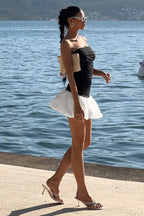 Fall Elegant Strapless Peplum Mini Party Dress