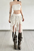 Color Block Drape Tie Asymmetric Skirt