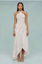 Ruched Halter Backless Maxi Dress