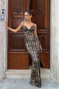 Lace Color Block Maxi Dress