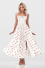 Floral Cami Tie High Waist Slit Midi Dress