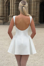 Solid Sleeveless Backless Mini Dress
