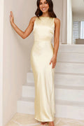 Solid Satin Backless Cami Maxi Dress