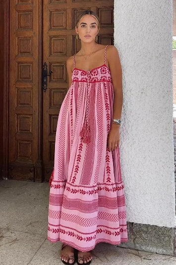 Boho Spaghetti Strap Tassel Dress