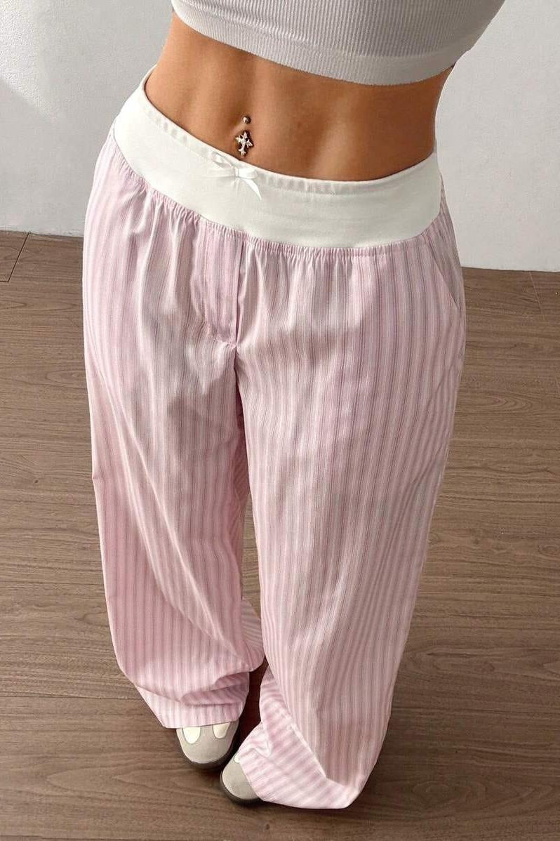 Striped Color Block Baggy Pants