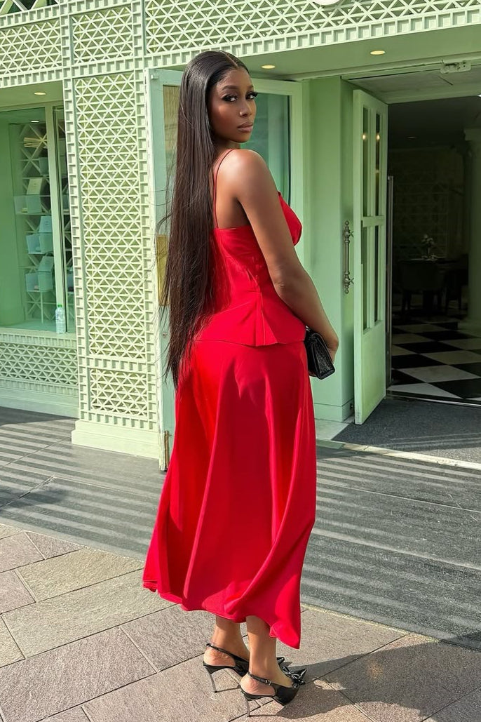Tie Cami High Waist Skirt Set