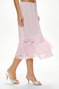 Lace Trim Ruffled Patchwork Casual Skirt