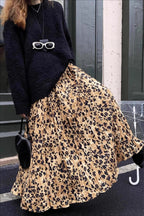 Vintage Leopard Midi Flare Skirt