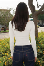 Lace Patchwork Slim Fit Long Sleeve Tee