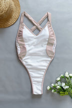Color Block Cut Out One Piece Swimwear
