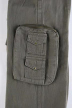 Street Style Low-Waisted Multi-Pocket Denim Cargo Pant