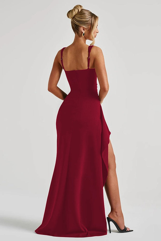 Spaghetti Strap High Slit Maxi Party Dress