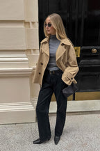 Khaki Trench Collar Jacket