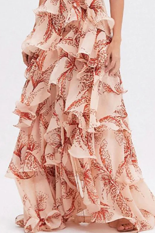 V-Neck Pleated Boho Dress