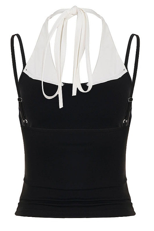 Casual Fake Two Piece Halter Top