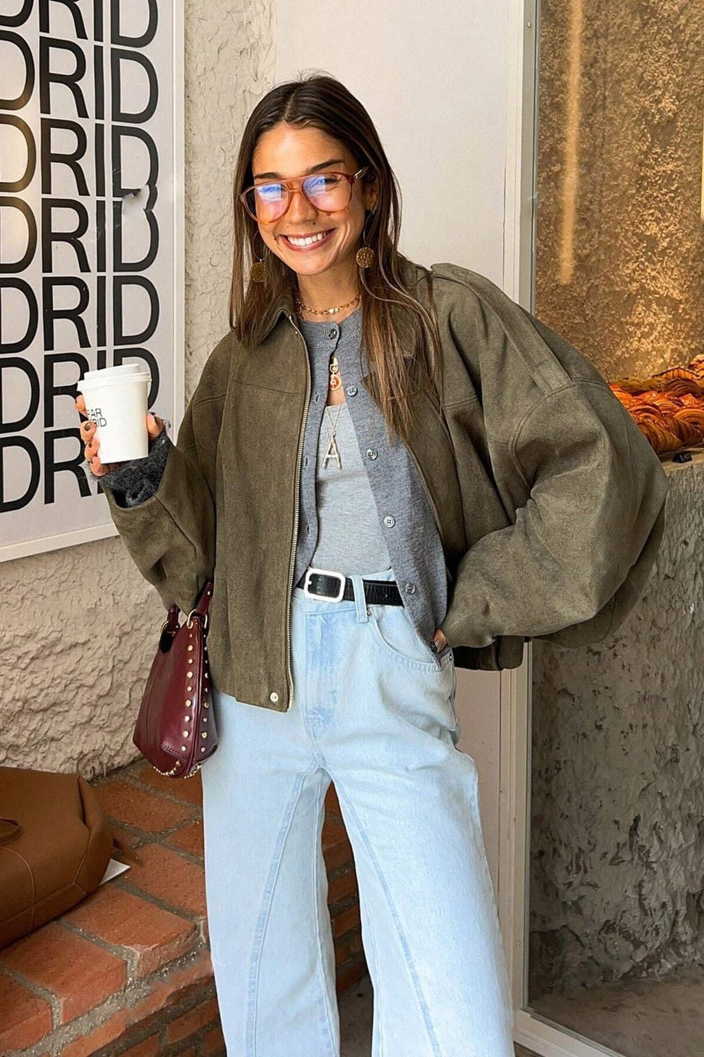 Batwing Sleeve Bomber Jacket