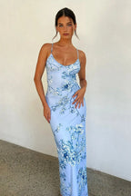 Summer Floral All-Over Print Backless Dress