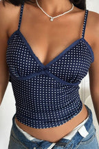 Polka Dot Color Block Lace Cami Top