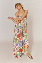 Floral Print High-Waist A-Line Maxi Dress