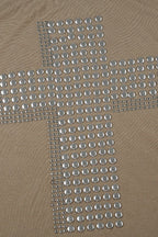 Street Cross Metallic Print Loose Casual T-Shirt