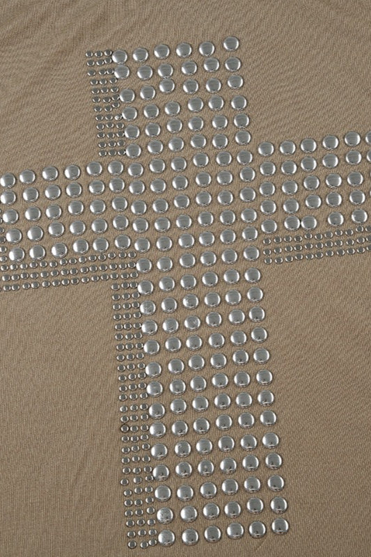 Street Cross Metallic Print Loose Casual T-Shirt