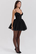 Chiffon Lace-Up Backless Cocktail Dress