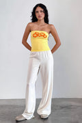 Printed Strapless Backless Crop Top Slim Blouse