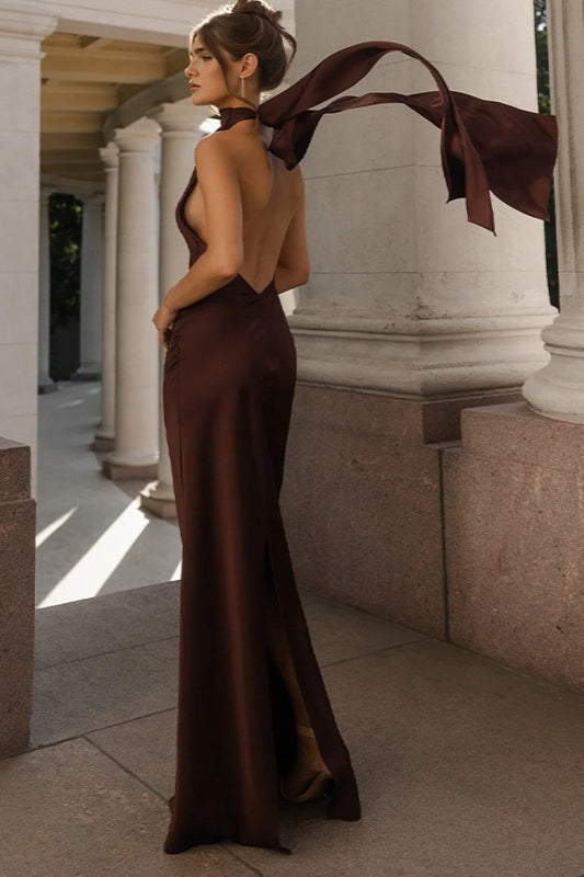 Satin Backless Sleeveless Party Dress