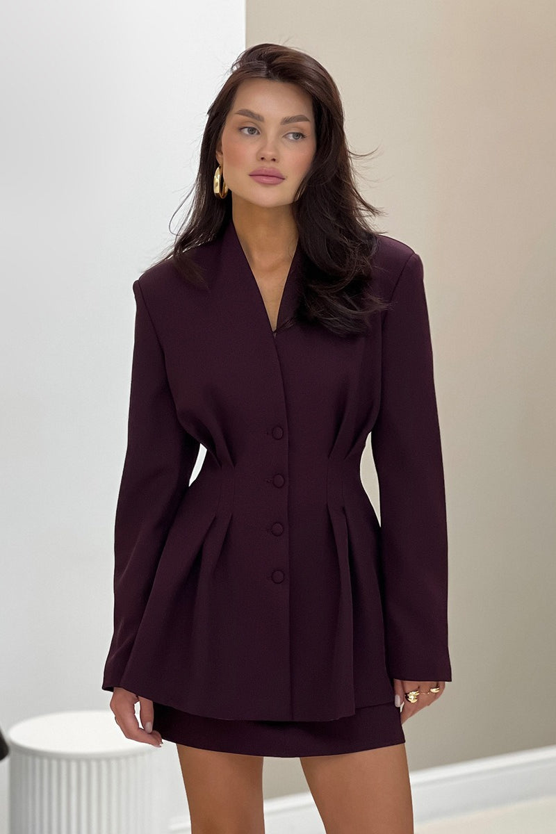 V Neck Waist Detail Blazer