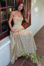 Vintage Floral Cami Slim Fit Maxi Dress