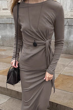 Vintage Knit Top And Skirt Two Piece Set