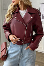 Vintage Cropped Pu Leather Jacket