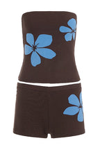 Floral Knit Bandeau Bodycon Two Piece Set