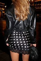 Polka Dot Lace Trim Cami Bodycon Mini Dress