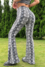 Snake Pattern Flare Pants