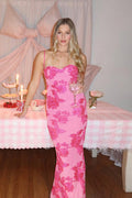 Cami Waist Cinched Floral Bodycon Maxi Dress