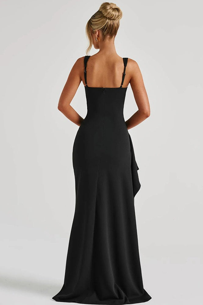 Spaghetti Strap High Slit Maxi Party Dress