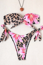 Leopard Floral Tie Bikini Set