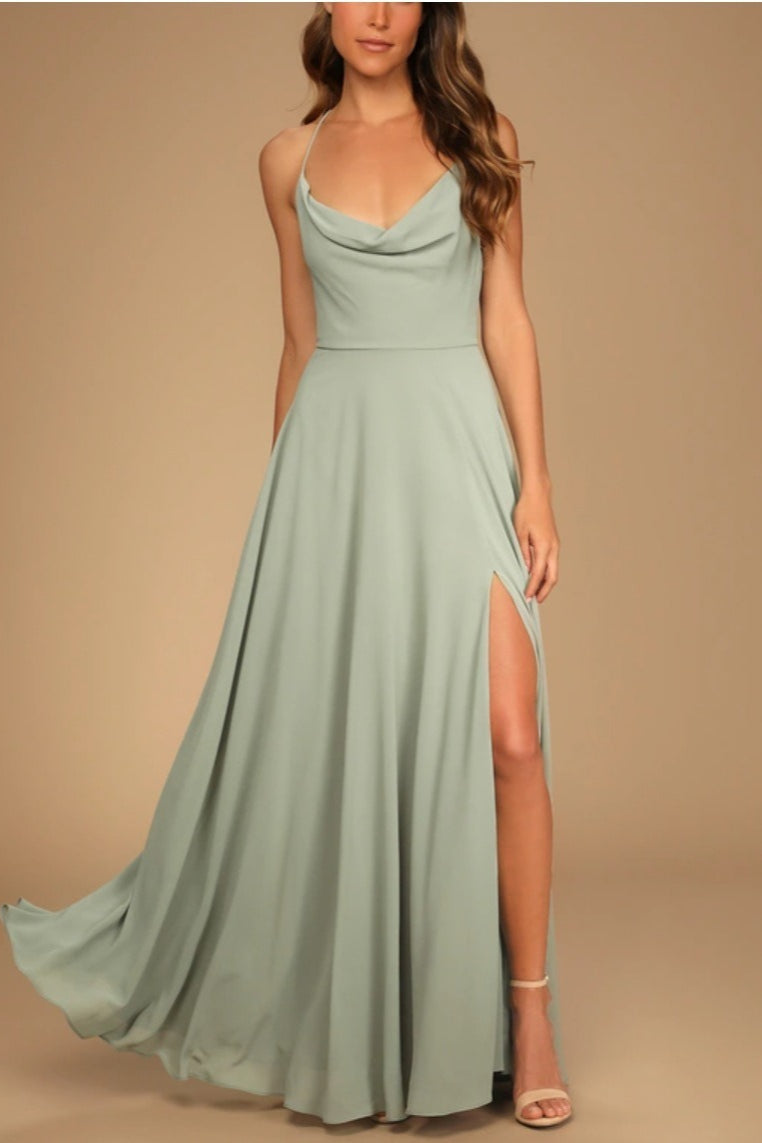 Halter Backless Maxi Formal Dress