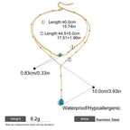 Titanium Blue Turquoise Double Layer Y-Shaped Necklace