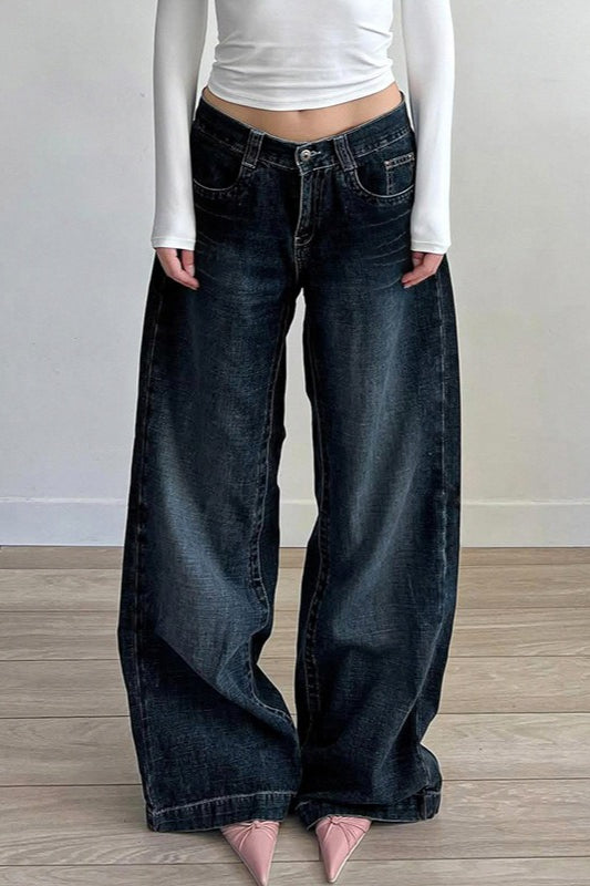 Edgy Relaxed Solid Laid-Back Jeans