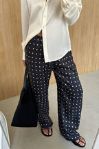 Polka Dot Straight Leg Casual Pants