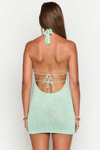 Halter Cowl Neck Knit Bodycon Mini Dress