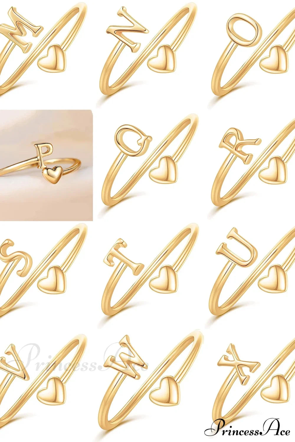 1Pc Minimalist Style Heart Shaped Glittery Ring