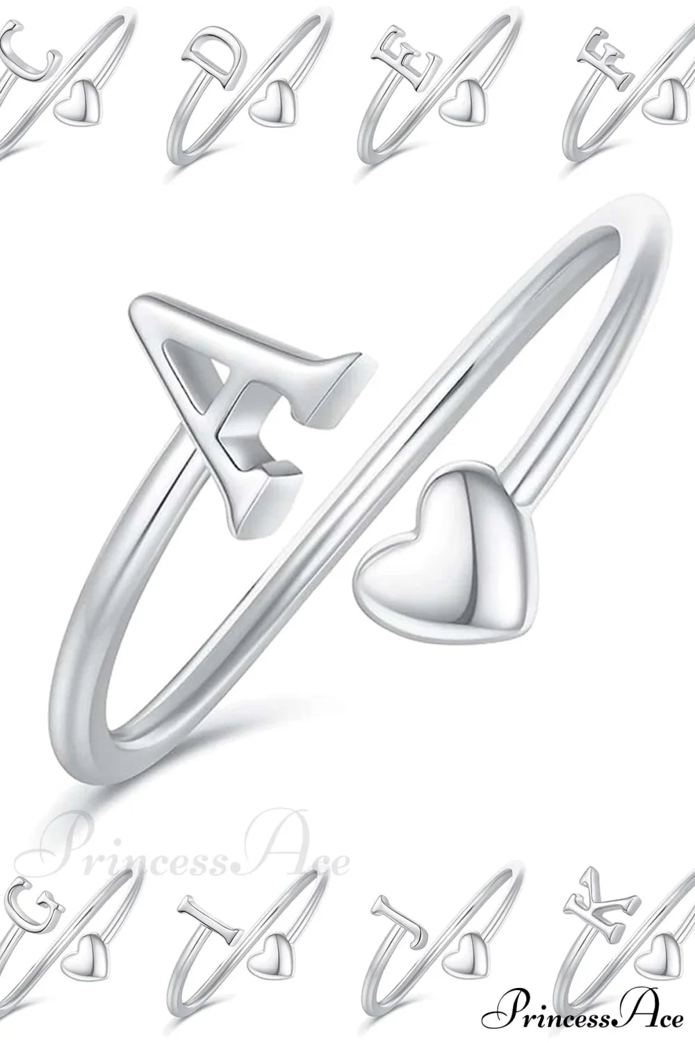 1Pc Minimalist Style Heart Shaped Glittery Ring