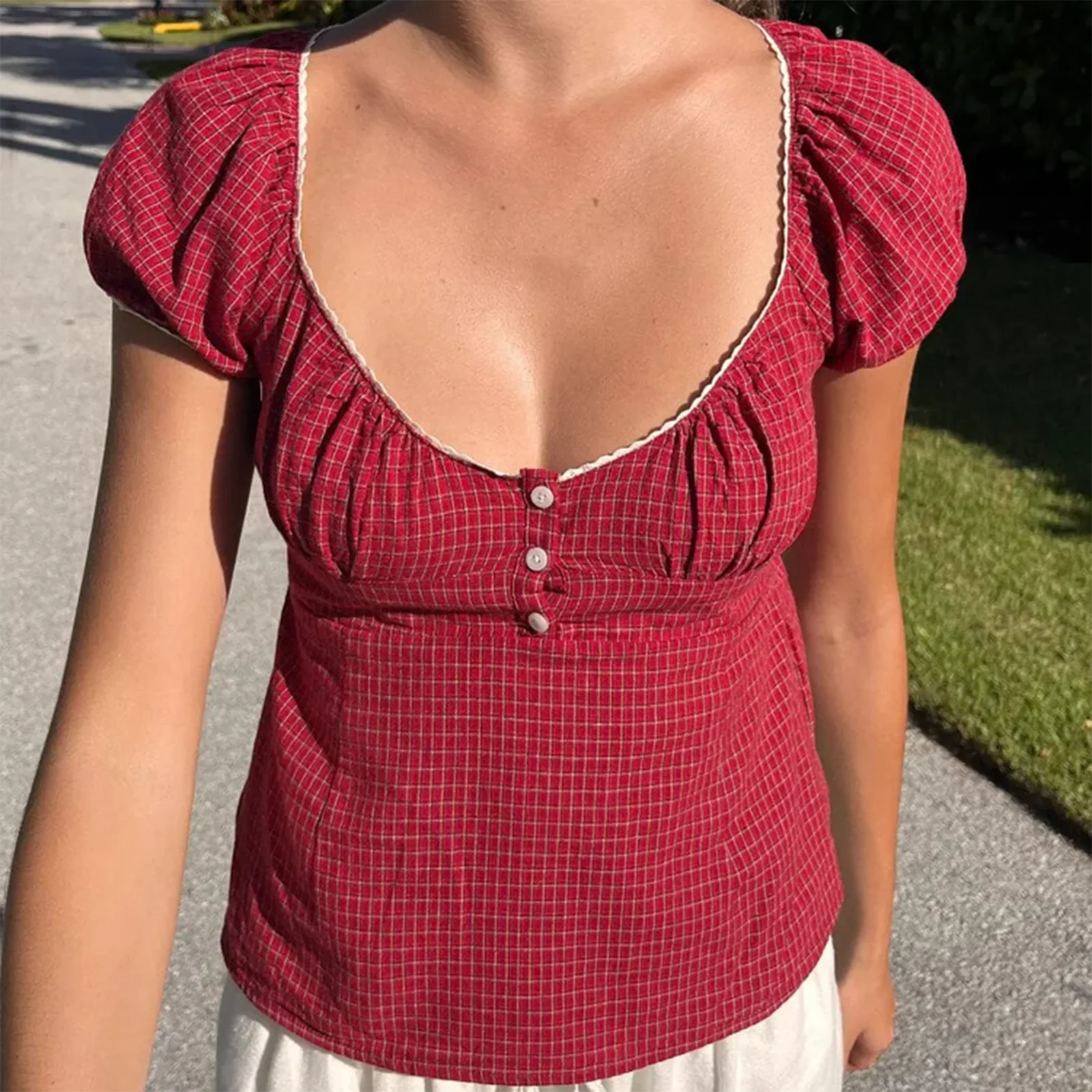 Cottage Plaid Short Crop Top